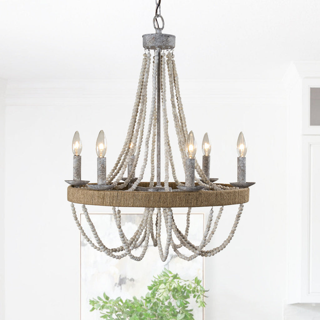 Rise Vintage Traditional Wooden Chandelier