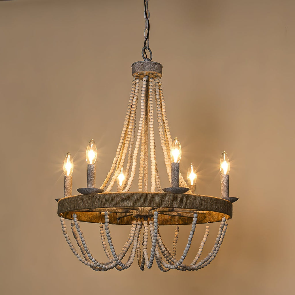 Rise Vintage Traditional Wooden Chandelier