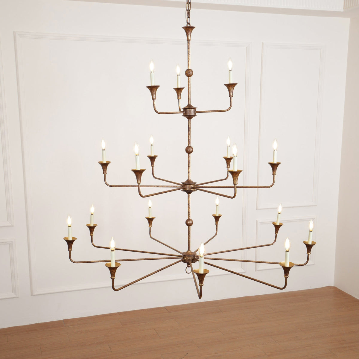 Wisp Grande Vintage Industrial Bronze Chandelier - image 12