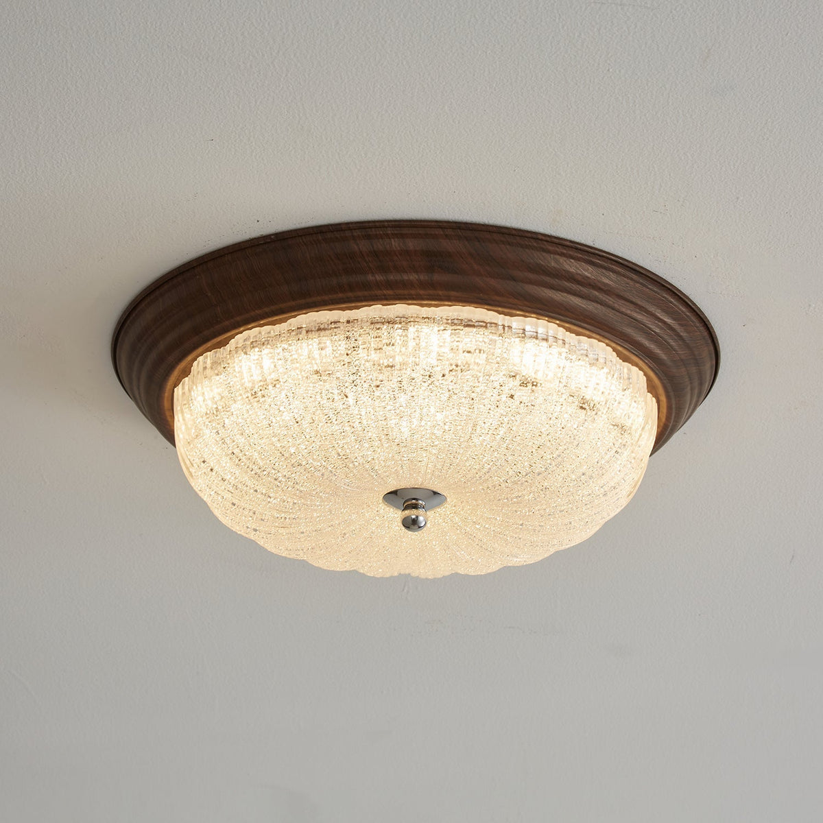 Esorila Premium Elegance Walnut Glass Ceiling Light