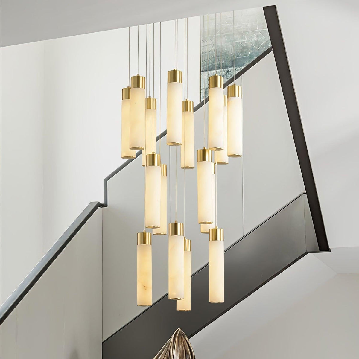 Aurelia  Alabaster Chandelier Staircase