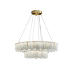 Aero Postmodern Luxury Round Brass Alabaster Chandelier