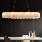 Aero Postmodern Luxury Round Brass Alabaster Chandelier