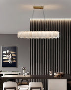 Aero Postmodern Luxury Round Brass Alabaster Chandelier