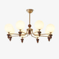 Cemarus Traditional Sphere Walnut Wood Glass Chandelier