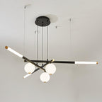 Chandelier Black White Rods and Globe Modern