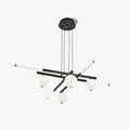 Chandelier Black White Rods and Globe Modern