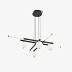 Chandelier Black White Rods and Globe Modern