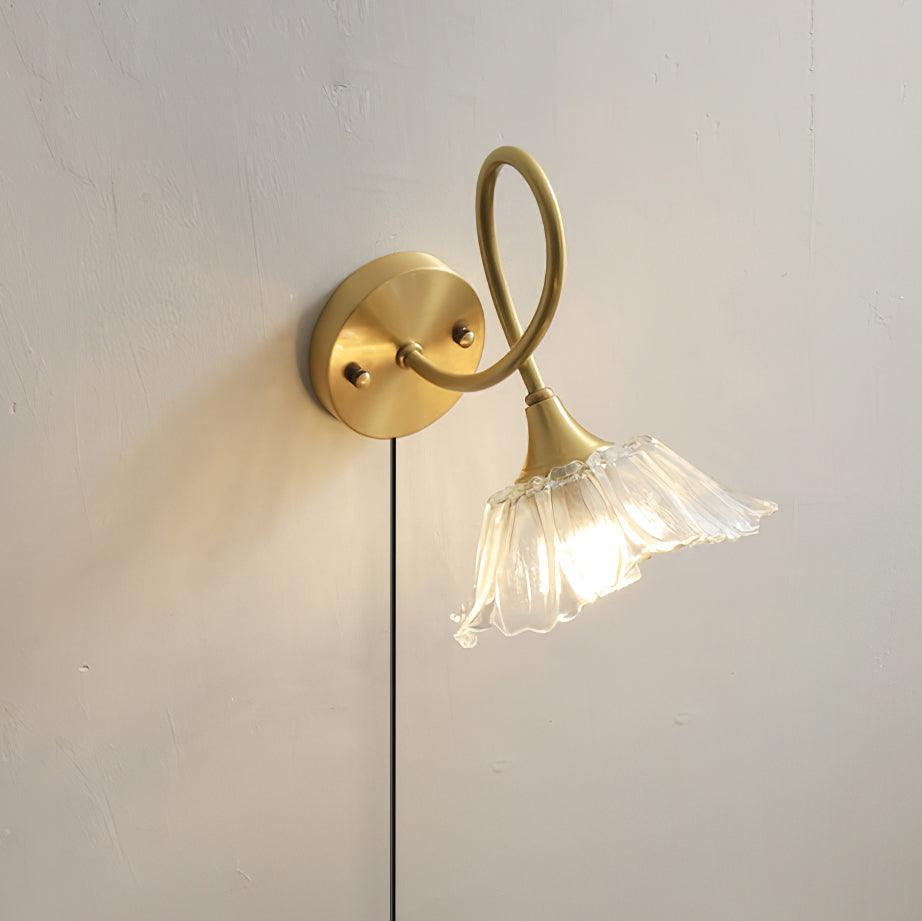 Aurora Glass Petal  Plug In /Hardwire Wall Lmap