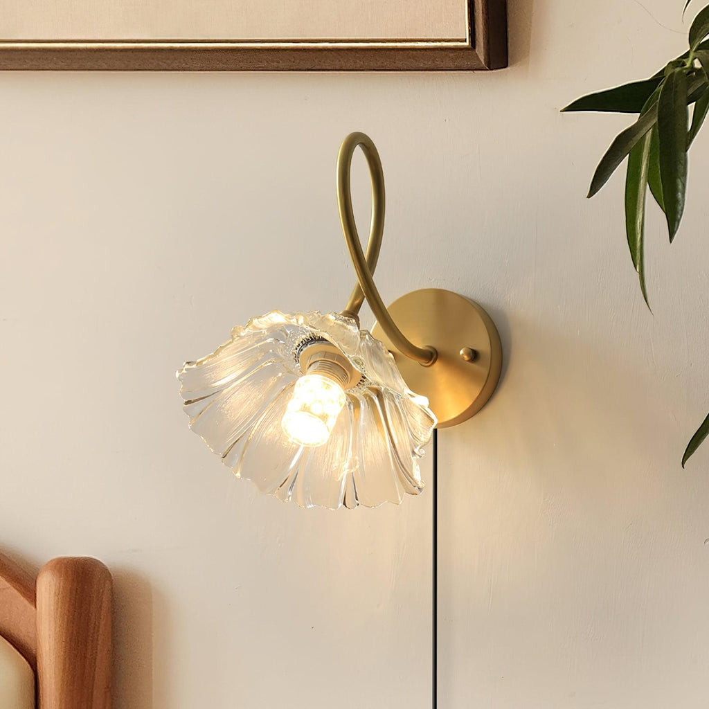 Aurora Glass Petal  Plug In /Hardwire Wall Lmap