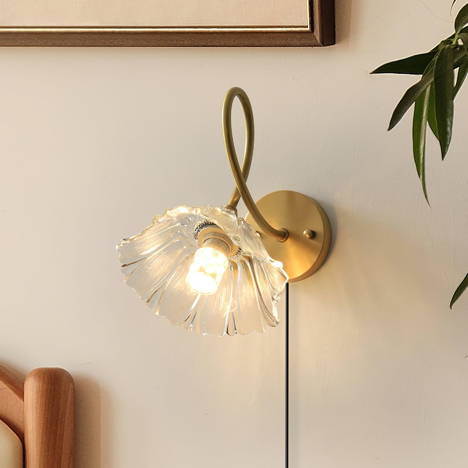 Aurora Glass Petal  Plug In /Hardwire Wall Lmap