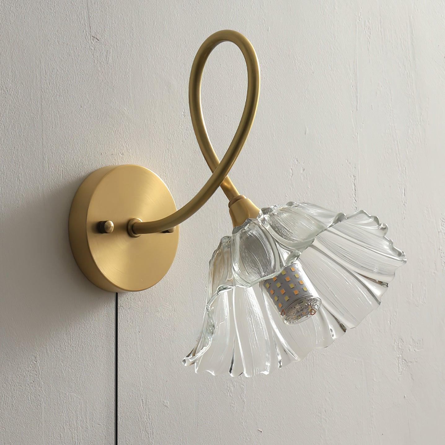Aurora Glass Petal  Plug In /Hardwire Wall Lmap