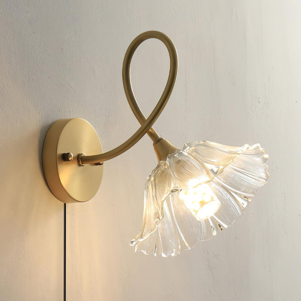 Aurora Glass Petal  Plug In /Hardwire Wall Lmap