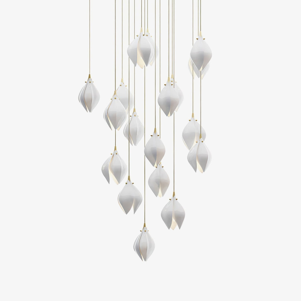 Lustra Pendant Lamp White Floral Ceramic