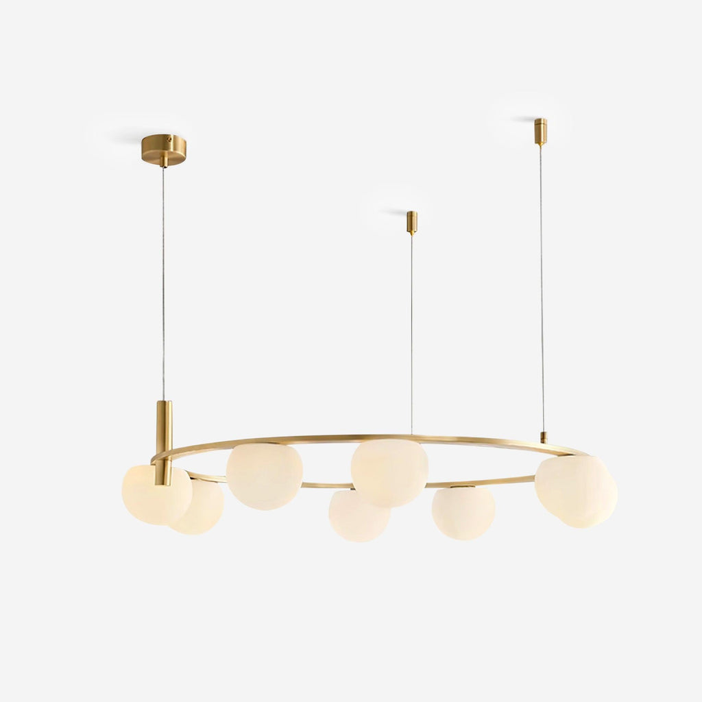 Chandelier Glass Globes Ring Gold Finish Modern