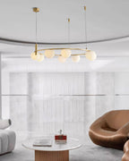 Chandelier Glass Globes Ring Gold Finish Modern