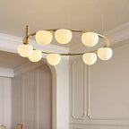 Chandelier Glass Globes Ring Gold Finish Modern