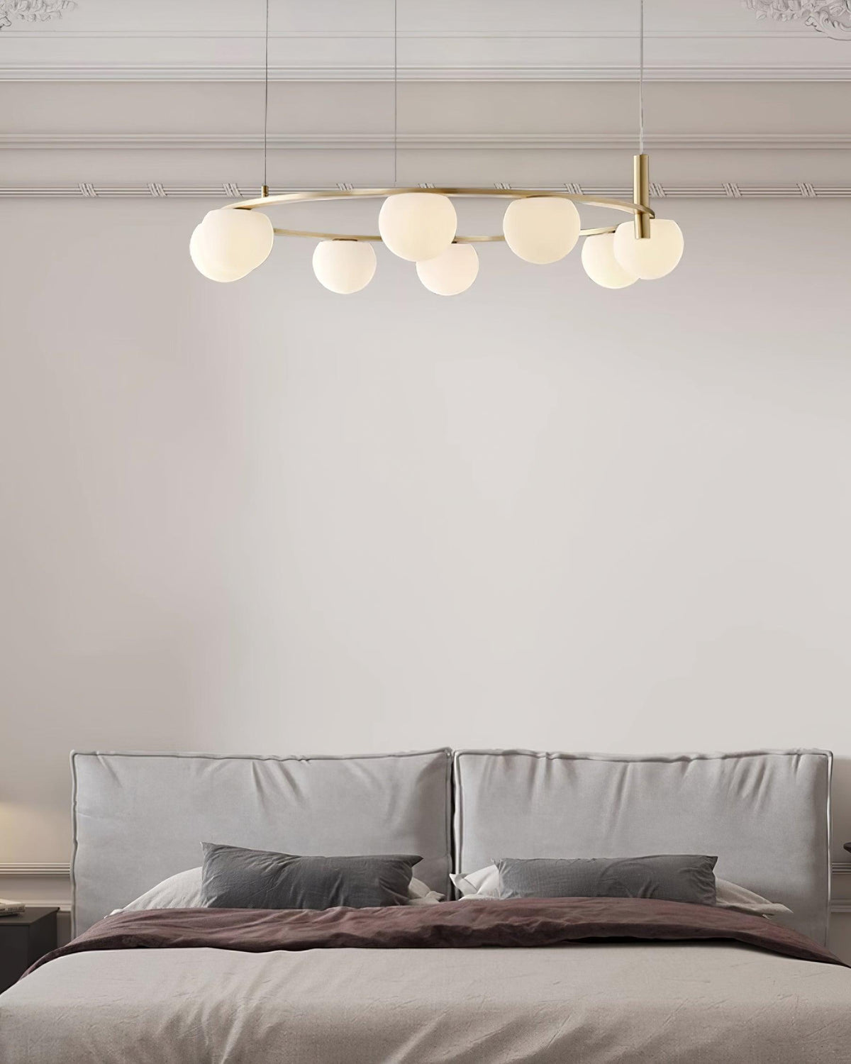 Chandelier Glass Globes Ring Gold Finish Modern