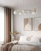 Chandelier Glass Globes Ring Gold Finish Modern