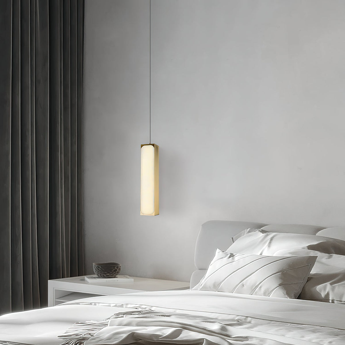 Gleam Modern Minimalist Brass Alabaster Pendant Light