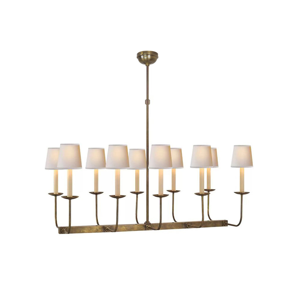 Beacon Modern Minimalist Linear Brass Fabric Chandelier