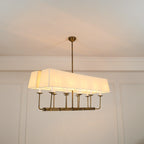 Beacon Modern Minimalist Linear Brass Fabric Chandelier