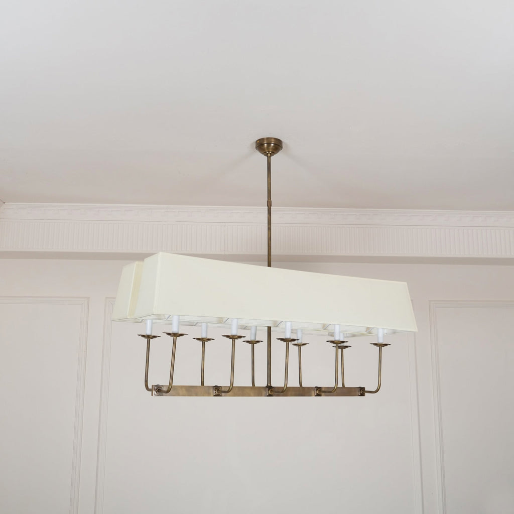 Beacon Modern Minimalist Linear Brass Fabric Chandelier