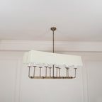 Beacon Modern Minimalist Linear Brass Fabric Chandelier