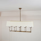 Beacon Modern Minimalist Linear Brass Fabric Chandelier