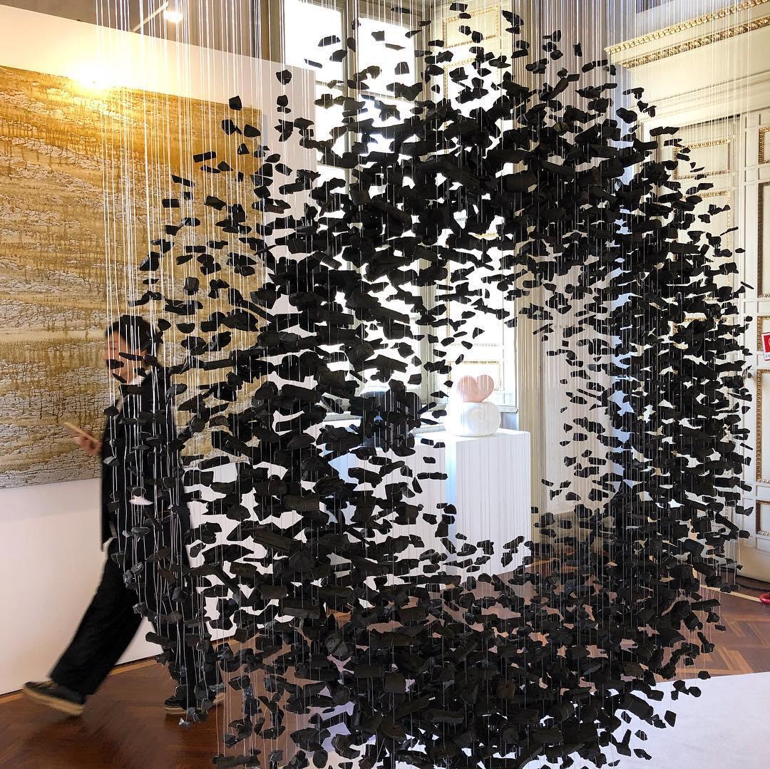 Arsilus Charcoal  Stone Sculptural Chandelier  Letter G to L