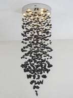 Arsilus Charcoal  Stone Sculptural Chandelier  Letter G to L