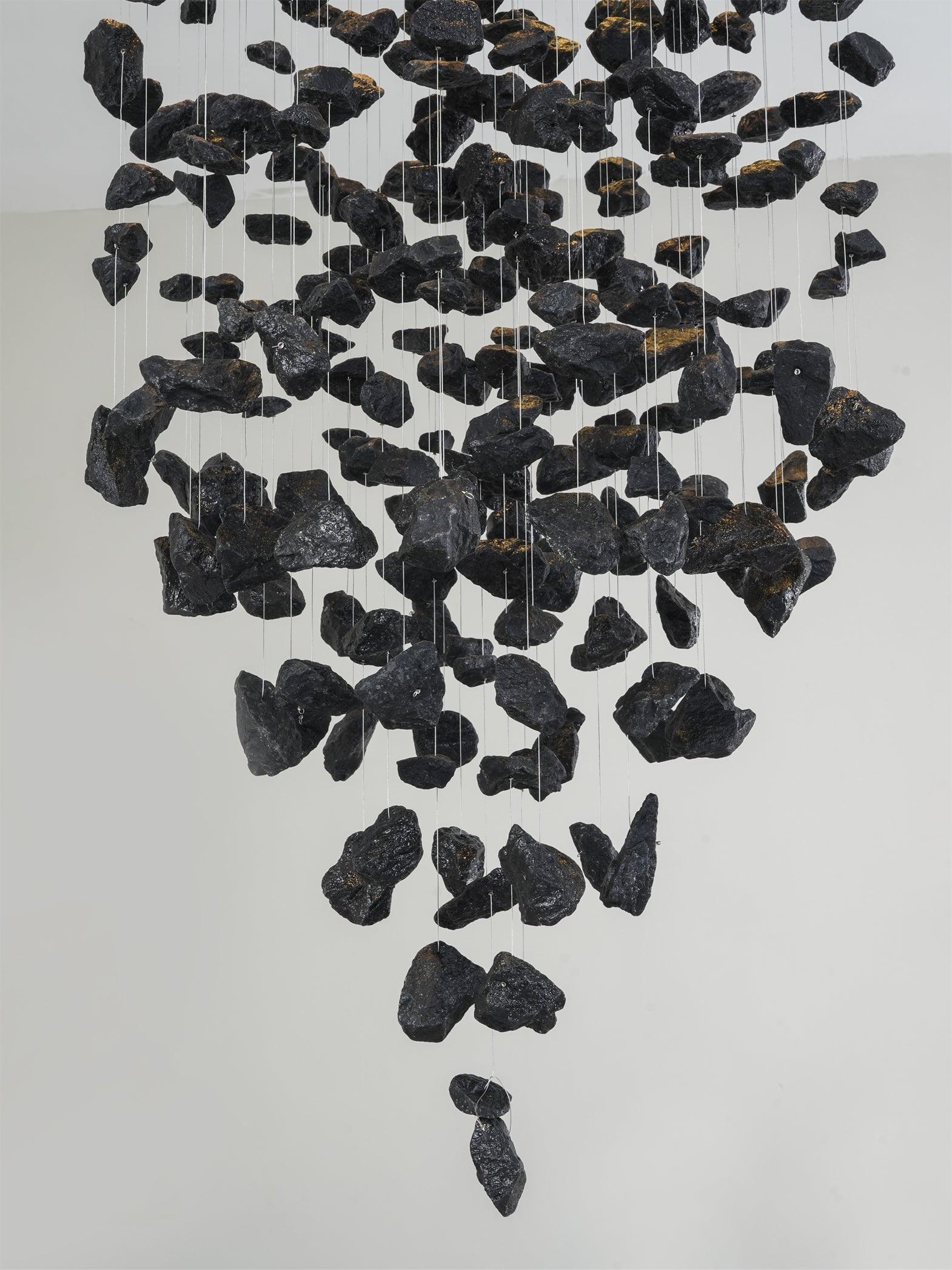 Arsilus Charcoal  Stone Sculptural Chandelier  Letter G to L