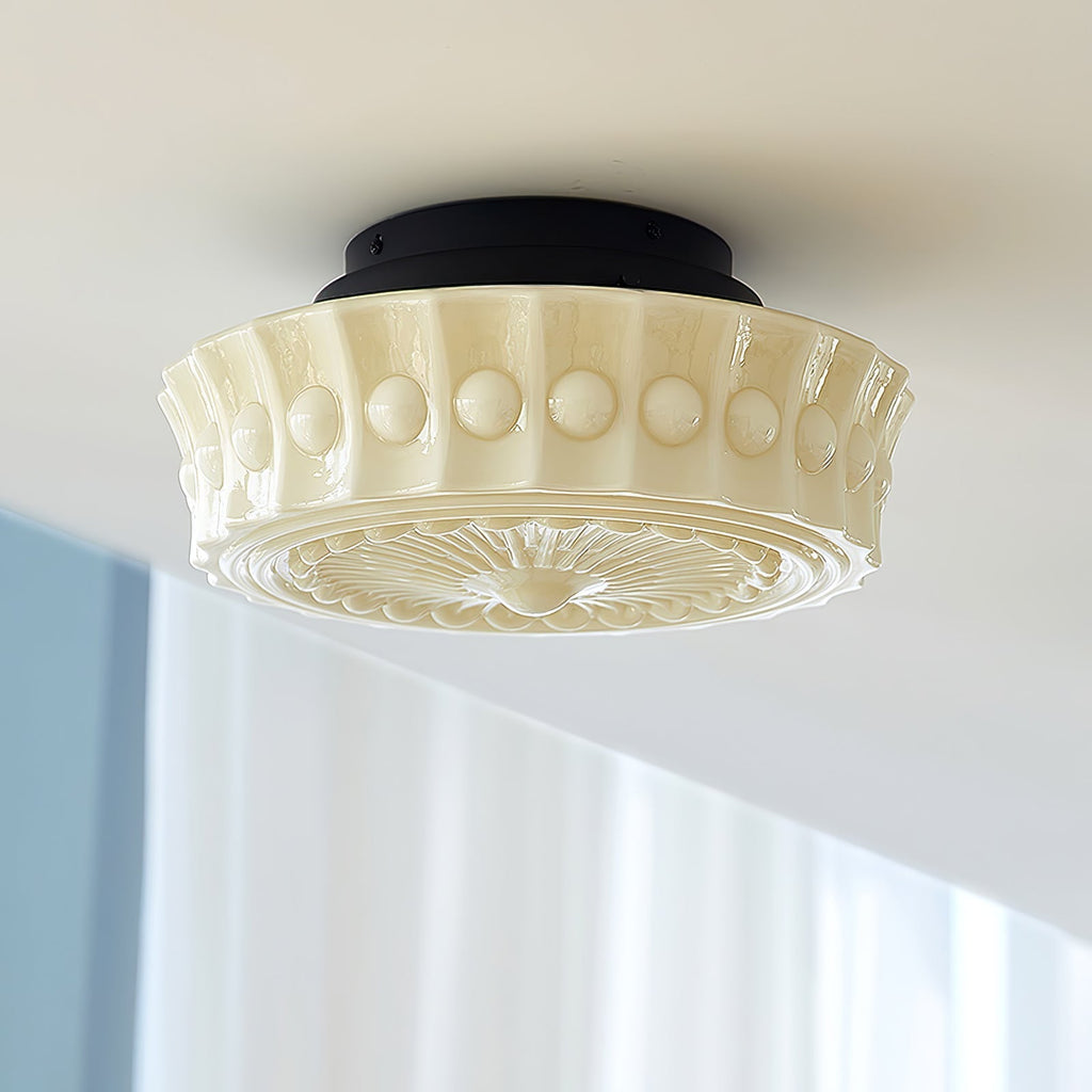 Solara Ceiling Lamp White Glass Floral for Living Room