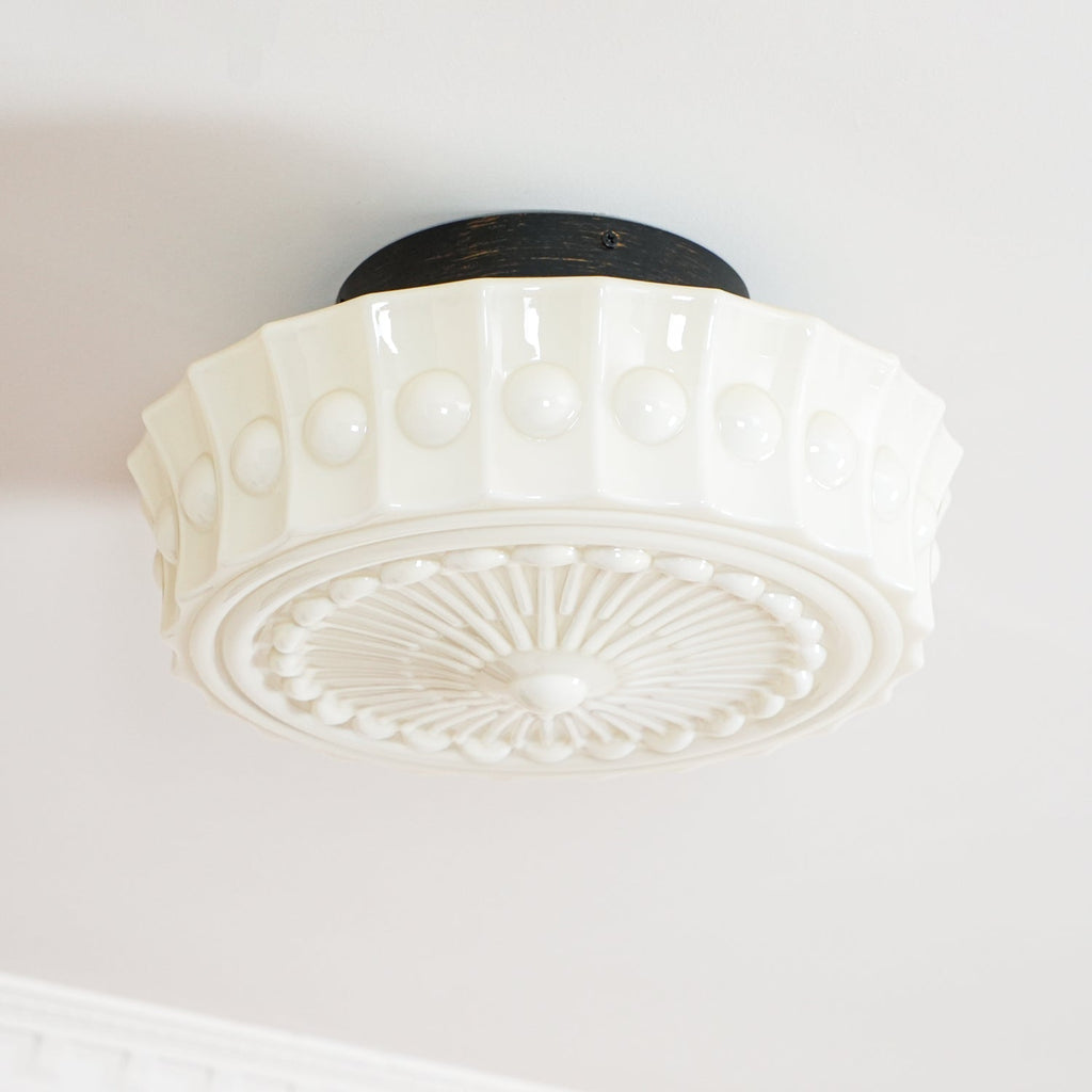 Solara Ceiling Lamp White Glass Floral for Living Room