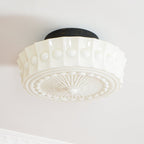 Solara Ceiling Lamp White Glass Floral for Living Room