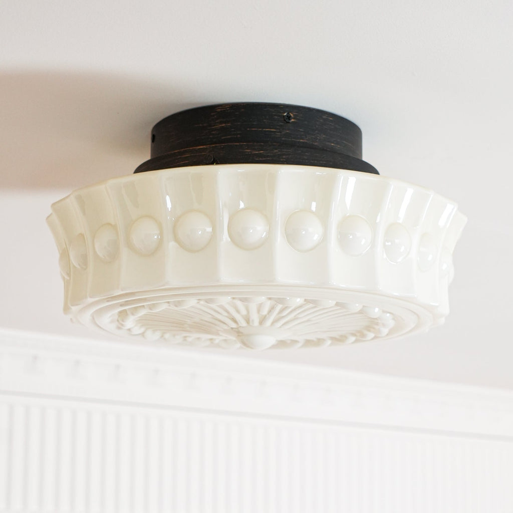 Solara Ceiling Lamp White Glass Floral for Living Room