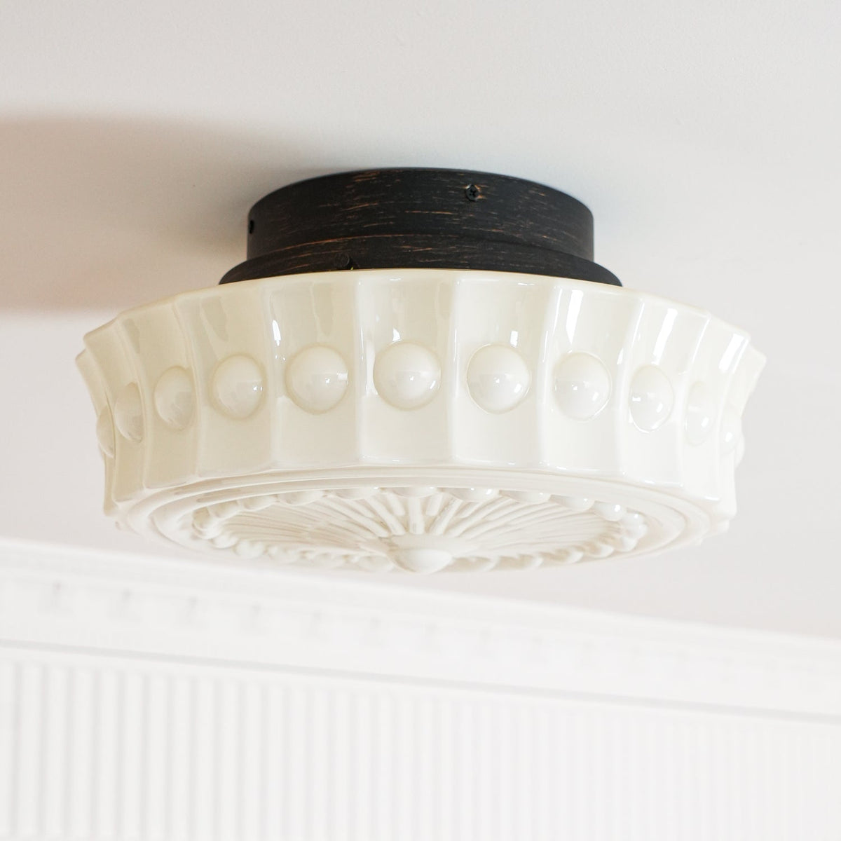 Solara Ceiling Lamp White Glass Floral for Living Room