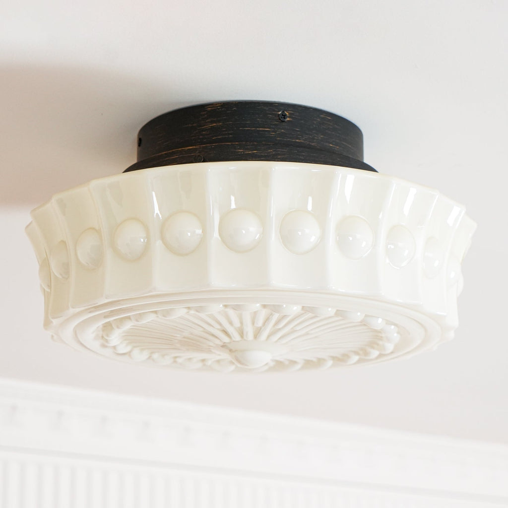 Solara Ceiling Lamp White Glass Floral for Living Room