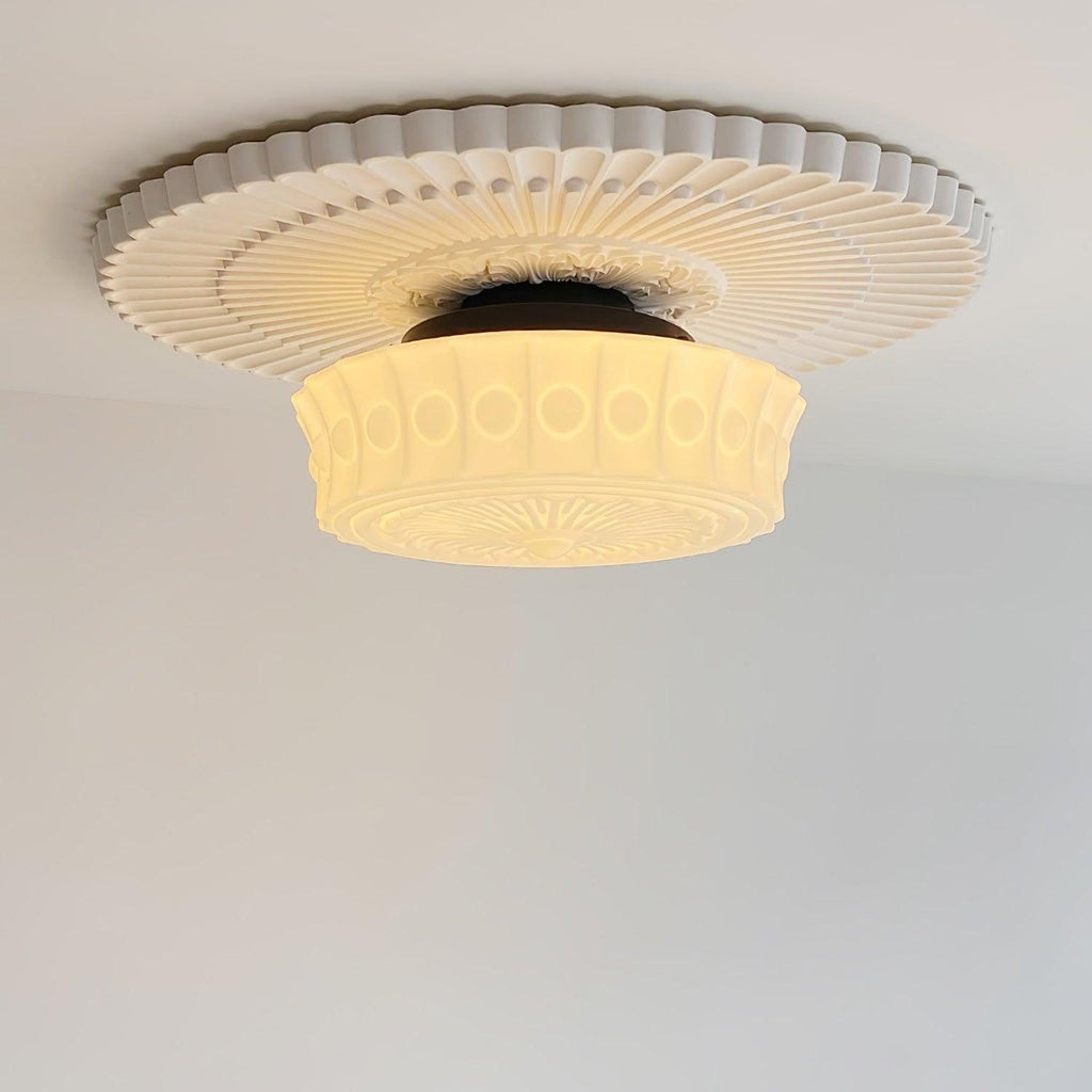 Solara Ceiling Lamp White Glass Floral for Living Room