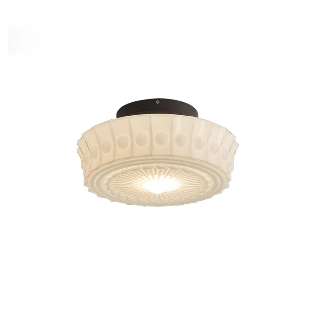 Solara Ceiling Lamp White Glass Floral for Living Room