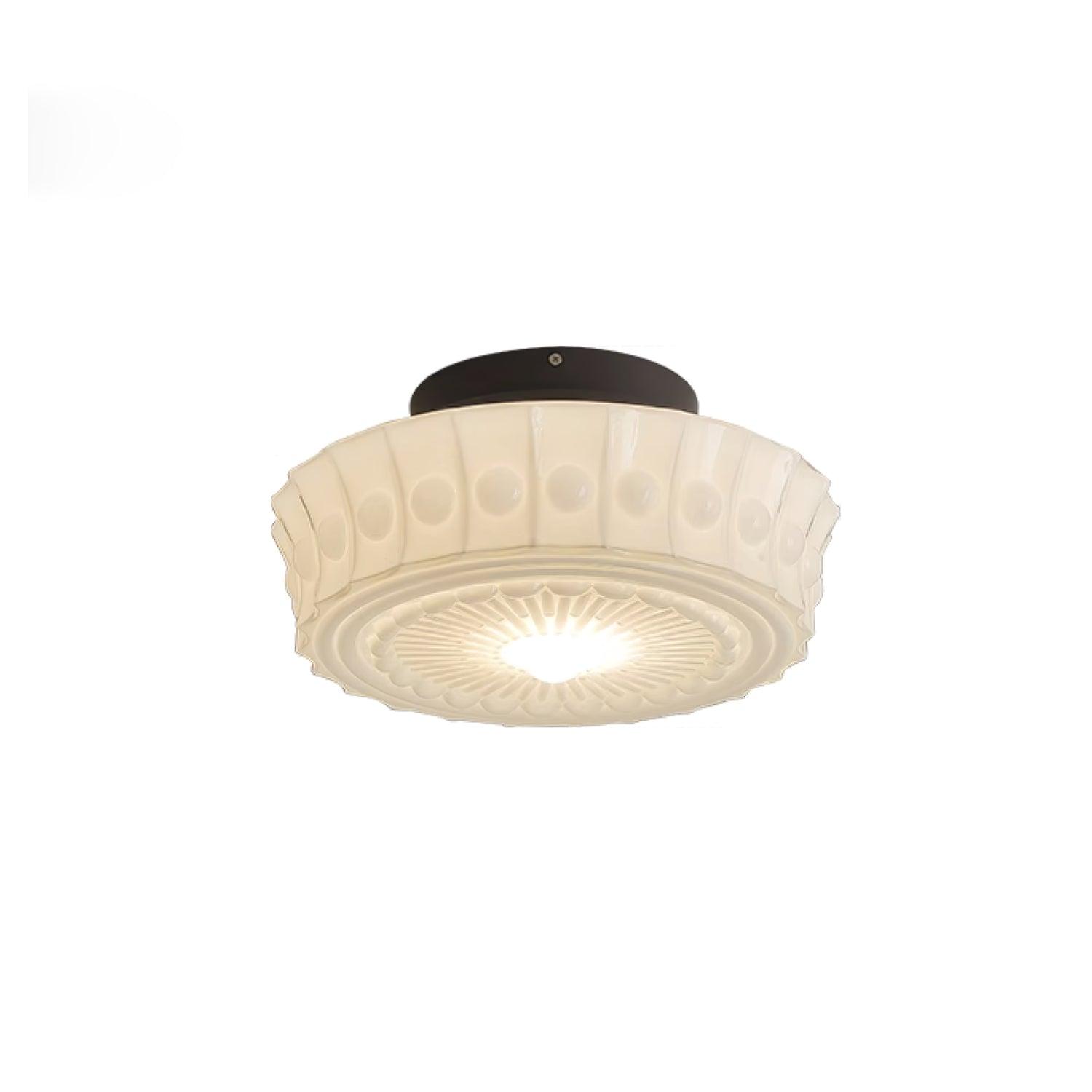 Solara Ceiling Lamp White Glass Floral for Living Room