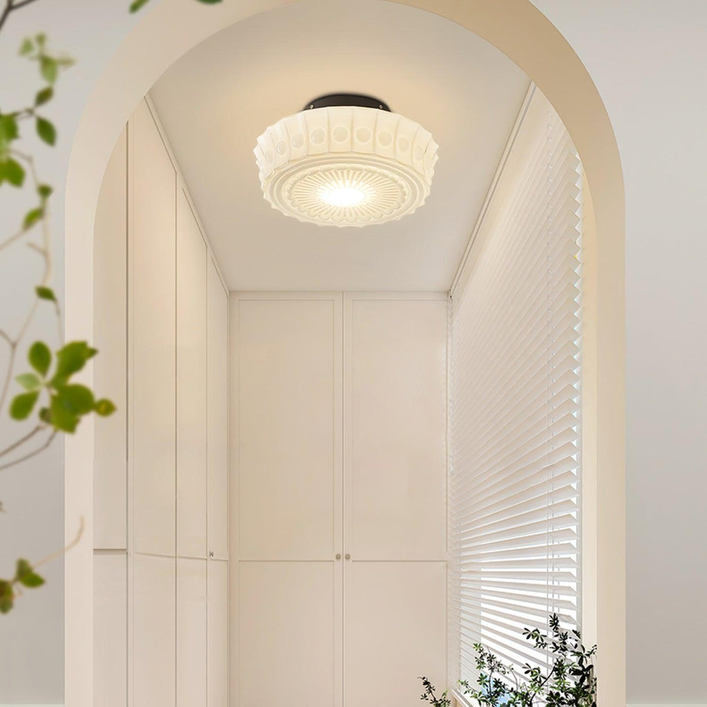 Solara Ceiling Lamp White Glass Floral for Living Room