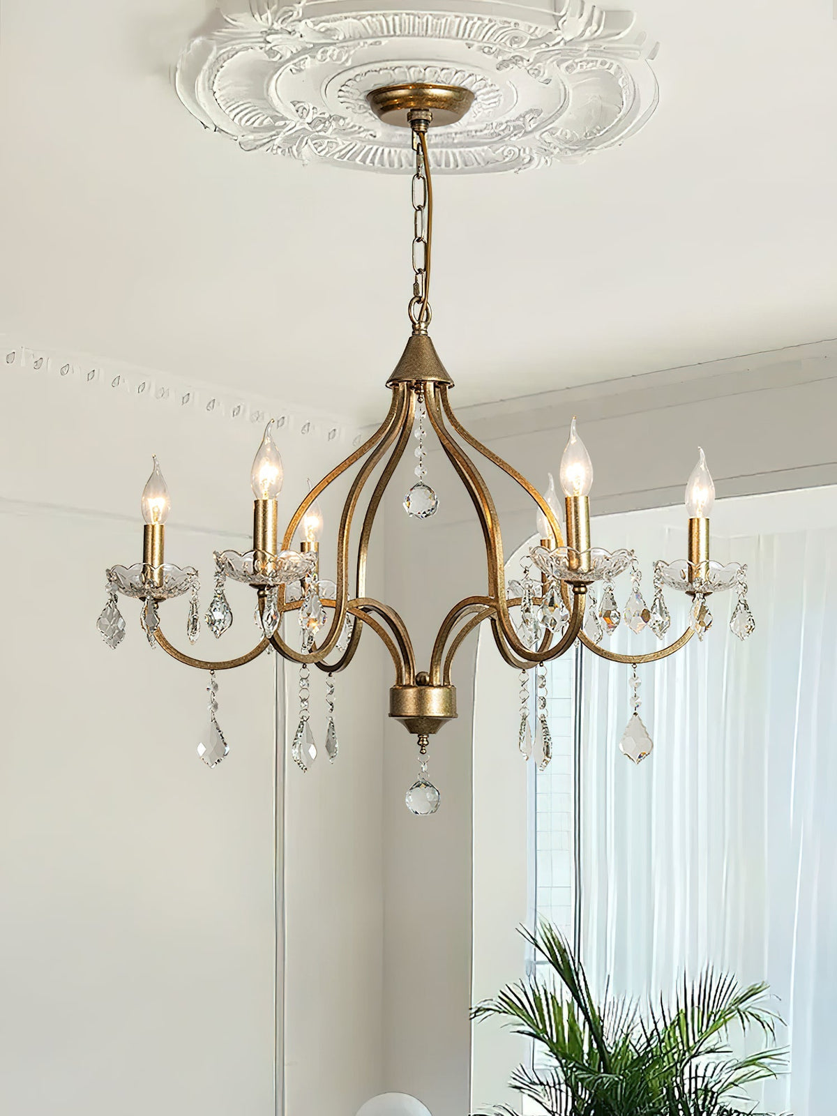 Breathe Luxury Vintage Brass Crystal Chandelier