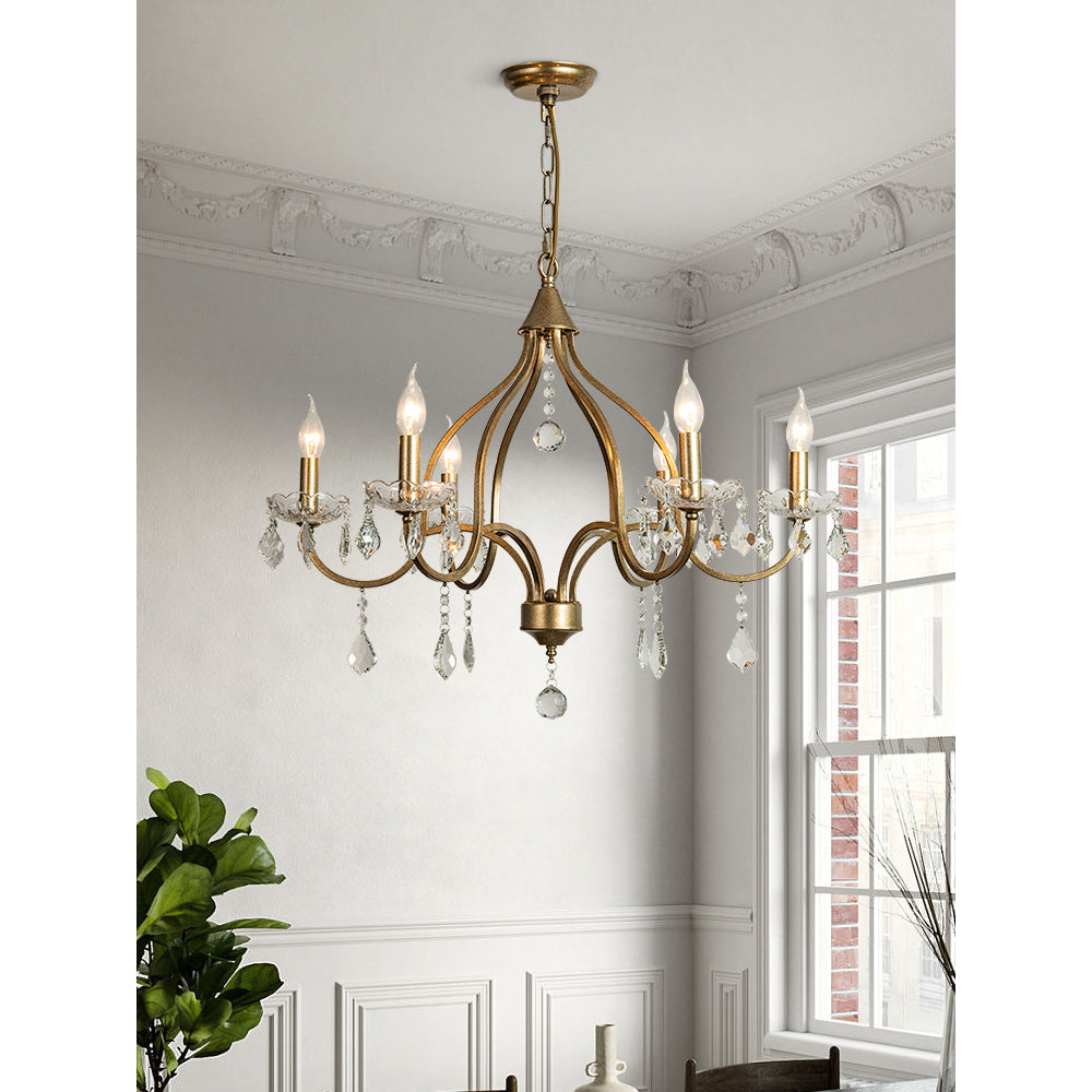 Breathe Luxury Vintage Brass Crystal Chandelier