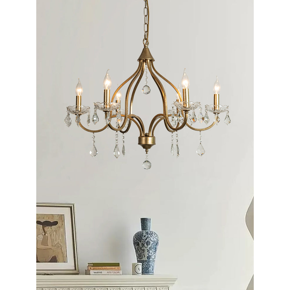 Breathe Luxury Vintage Brass Crystal Chandelier
