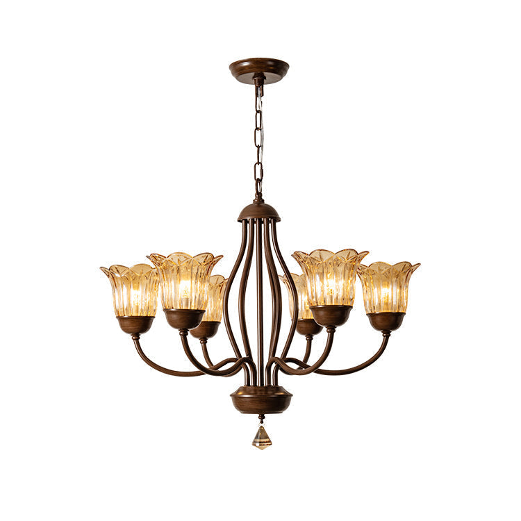 Brume Vintage Industrial Amber Glass Chandelier