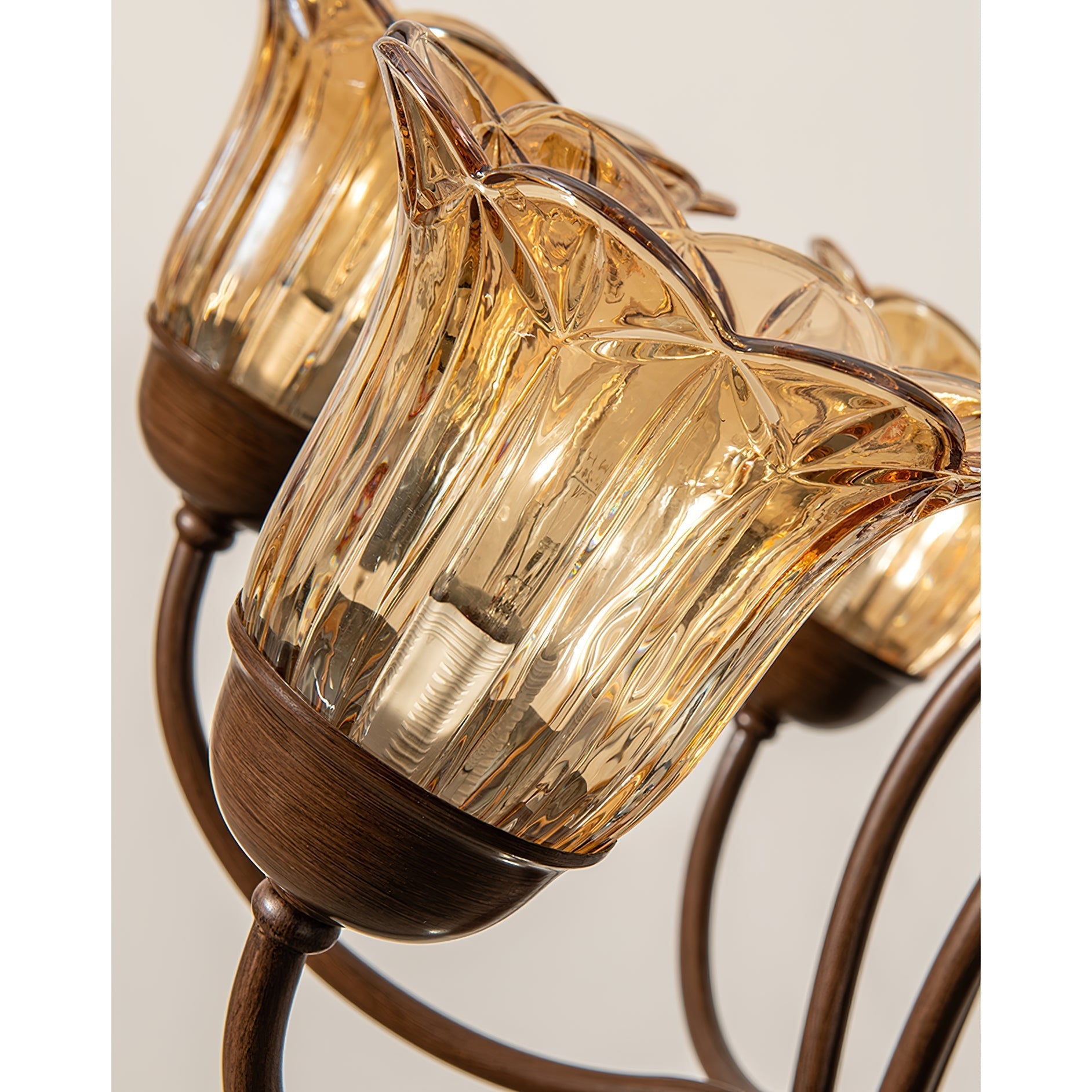 Brume Vintage Industrial Amber Glass Chandelier