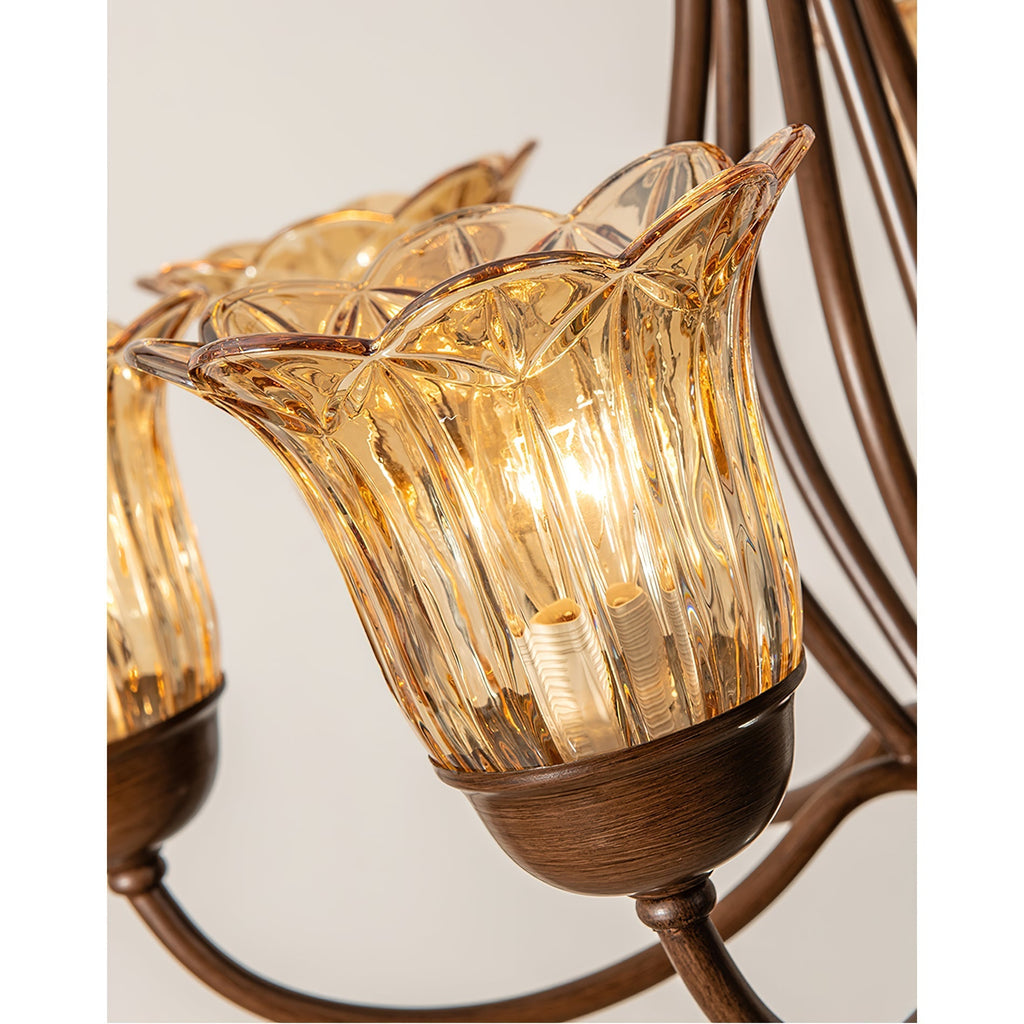 Brume Vintage Industrial Amber Glass Chandelier