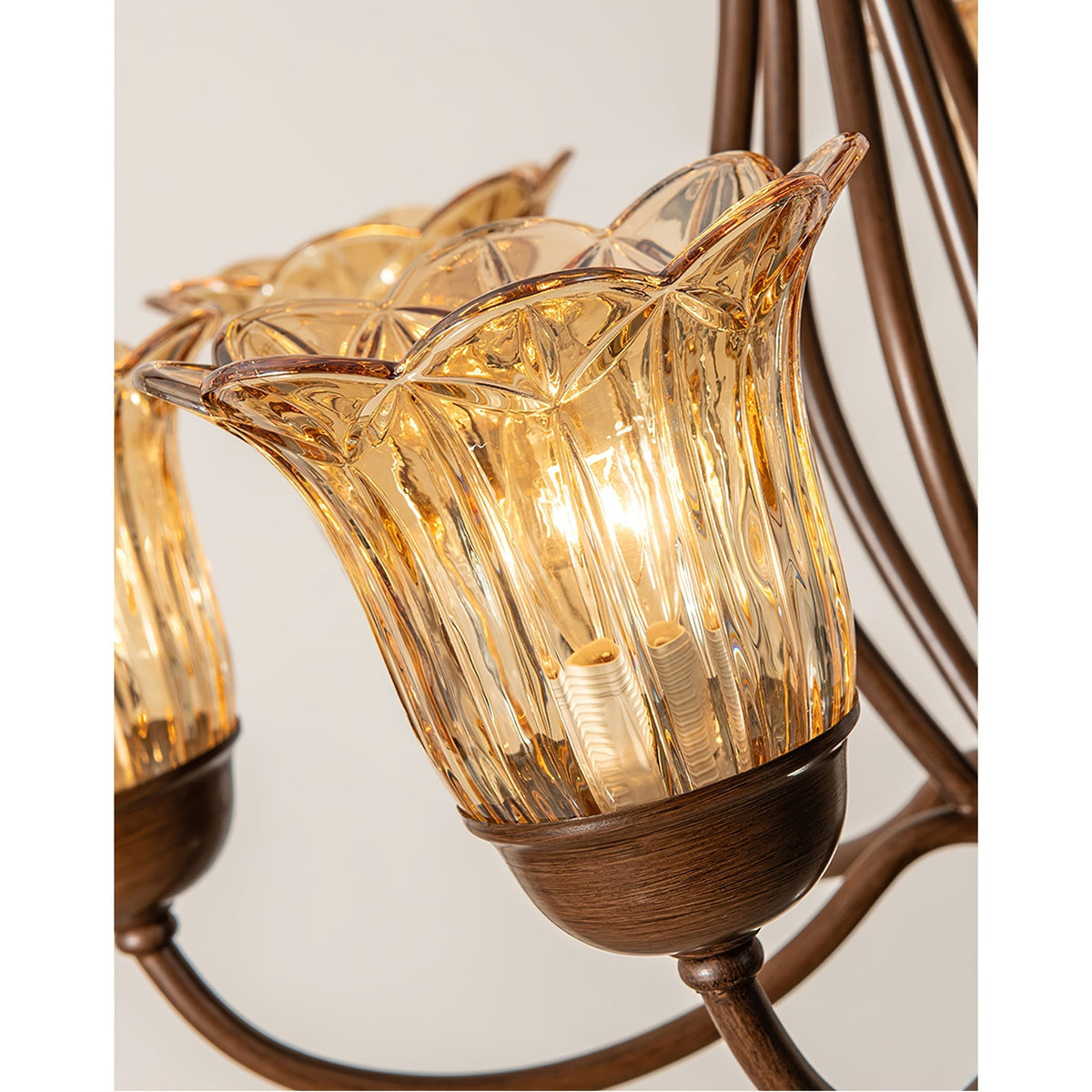 Brume Vintage Industrial Amber Glass Chandelier