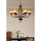 Brume Vintage Industrial Amber Glass Chandelier